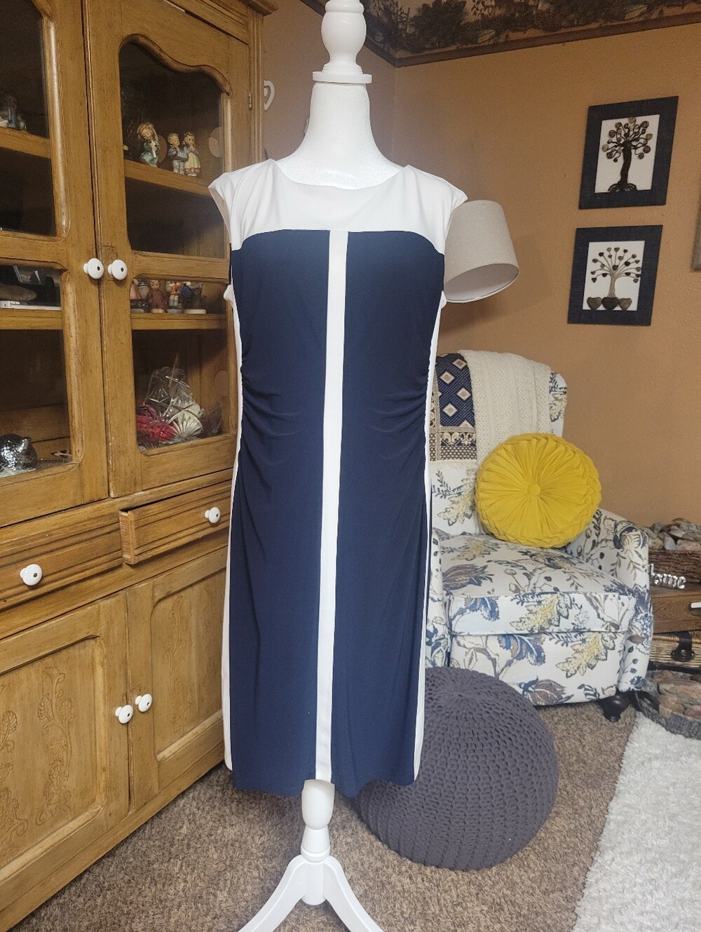 Lauren Ralph Lauren Navy and White Sheath Dress